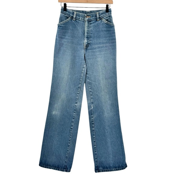 Vintage 70s Chic High Waisted Wide Leg Trouser Jeans 100% Cotton USA | 25" x 32" - Picture 2 of 15